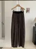 KEKEZOON Calça Casual Vintage Estampa de Leopardo para Mulheres, Cintura Alta Elástica, Cordão, Caimento Solto, Emagrecimento, Calça com Punho, Atacado 9020