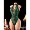 Lingerie Sexy Transparente de Renda Europeia e Americana Popular Transfronteiriça Body com Abertura no Gancho e Gola Halter Sem Tirar Roupa Roupa de Dormir Etiqueta de Comércio Exterior