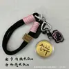 Llavero de Gato Hello Kitty Lindo Colgante Kt Cadena de Teléfono Móvil de Oro Puro Colgante para Bolsa de Lista Dorada Coche