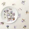 50 pegatinas florales moradas de doble cara para una decoración exquisita de escritorios, equipaje, cuadernos y grafitis Pegatinas de PET