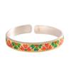 Pulseira de Prata 9999 com Pérola Prateada, Flor Esmaltada Dourada Traçada, Personalidade Versátil, Personalidade de Nicho, Pulseira Aberta