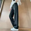 Pantalones de Pierna Ancha de Lana Color Blanco Cremoso para Mujer Otoño e Invierno Pantalones de Pierna Recta Forrados de Polar Versión Estrecha Sueltos Largos Primavera y Otoño Pantalones de Espiga tipo Plátano