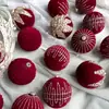Suprimentos de Decoração de Natal Veludo Plástico Pintado Flocado Conjunto de Bolas de Natal para Casa Árvore de Natal Bolas para Pendurar no Teto