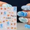 2025 Adesivos de Unhas Transfronteiriços Novos Europeus e Americanos Quente Verão Oceano Flor de Gelo Relevo Estéreo 5D Adesivos Adesivos Traseiros para Unhas