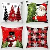 Venta Caliente Transfronteriza Funda de Cojín Navideña Sofá Sala de Estar Reno Rosa Muñeco de Nieve Decoración del Hogar Funda de Cojín