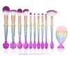 Nuevo 10 pinceles de maquillaje de cola de sirena de la suerte, pincel de ojos esmerilado de colores, cola para polvo suelto, herramientas de belleza para maquillaje
