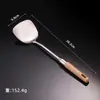 Espátula de acero inoxidable con mango de madera, cuchara para sopa de cocina casera, cuchara para cocinar, pala de cocina engrosada, espátula, cuchara para freír, juego de utensilios de cocina