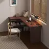 Escritorio de esquina para uso doméstico, escritorio de estudio para dormitorio, escritorio de computadora para apartamentos pequeños con compartimentos de almacenamiento, escritorio de escritura de oficina simple y moderno