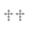 Pendientes de accesorios de moda europeos y americanos, pendientes de circonitas vintage japonesas y coreanas que combinan con todo, pendientes de cruz de diamantes de plata de ley S925
