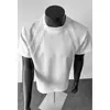 Camiseta Masculina Esportiva Cor Sólida Respirável Secagem Rápida Slim-Fit Estilo Americano Peso Pesado Estrutura de Ombro Normal Gola Redonda Costurada Manga Curta
