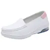 Zapatos de Enfermera de Cuero Genuino para Mujer, Nuevos de Primavera y Verano, Planos, Transpirables, No Cansan los Pies, Zapatos de Trabajo para Hospital, Zapatos de Cuña Suaves con Amortiguación de Aire