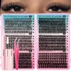 Cílios postiços europeus e americanos transfronteiriços 8-16cm DIY segmentados em cachos únicos D-curl 640 cachos naturais espessos conjunto