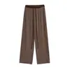 Pantalones Rectos de Cintura Alta con Cordón para Mujer, Otoño e Invierno, Estilo Retro Americano, Holgados, Pierna Ancha, con Rayas de Bloques de Color, Pantalones Casuales