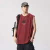 Camiseta sin mangas de manga corta para hombre 2026 nuevo verano cuello redondo estampada juvenil deportiva fitness absorbente de sudor hombros anchos chaleco