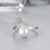Nuevo anillo de color degradado con microincrustaciones versión coreana para mujer plata S925 anillo de mariposa perla de agua dulce hueco accesorios DIY