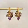Nuevos Pendientes de Esmalte Morado Medieval Estilo Chino para Mujer Nicho Únicos Gama Alta Nueva Moda 2025 Pendientes de Lujo Accesible