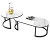 Mesa de centro europeia de canto arredondado para casas pequenas, mesa de centro moderna simples para sala de estar em vidro temperado com textura marmorizada