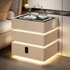 Mesita de noche flotante inteligente de tres capas, moderna minimalista con carga inalámbrica, estilo italiano, minimalista, para dormitorio, hogar, gabinete de almacenamiento creativo