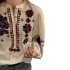 ¡Línea de Lujo Ligero Estilo Francés! Camisa de Bambú y Algodón con Bordado Tridimensional de Estilo Étnico Vintage, Cuello Redondo y Mangas de Farol para Mujer, Primavera y Verano