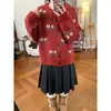 Jaqueta de Tricô Jacquard Estilo Coreano Nova Primavera para Mulheres, Gola Redonda, Caimento Solto, Jaqueta Suéter Macia Retro Color-Block Tendência