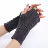 Luvas de tricô sem dedos para outono e inverno, luvas de lã quentes com trama de cabos sem dedos, unissex, com proteção para o pulso, versão espessa