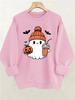 Suéter de capa de aire con cuello redondo y estampado de letras de Halloween y Navidad, Top de punto para mujer, Transfronterizo Europeo y Americano Amazon Otoño e Invierno