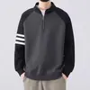 Sudadera de Bloques de Color de Manga Raglán con Media Cremallera y Cuello Alto para Hombre y Mujer, Camisa Casual Elegante de Manga Larga, Moderna