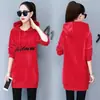 Sudadera de terciopelo para mujer de talla grande, otoño e invierno, longitud media, forro polar, gruesa, con capucha, forro polar de doble cara