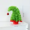 Nuevos Adornos de Árbol de Navidad Verdes Inclinados Diseño de Escena Navideña Serie Grinch Guirnalda Decoraciones de Ratán