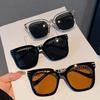 Primavera/Verano 2023 Nuevos Lentes de Sol Transparentes de Té para Mujer Rostro Grande que Muestra el Rostro Pequeño Cadena de Moda Negra Lentes de Sol de Moda para Hombre