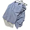 Top de punto sin tirantes con cuello en V Gris/Azul Smog Henley Capa base Botón de concha natural Cintura ceñida Camisola adelgazante
