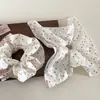 Scrunchie Colorido de Bolinhas Dupla Camada Estilo Coreano Menina Dopamina Lenço Quadrado Prendedor de Cabelo Coque Acessório de Cabelo