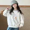 Sudadera con Estampado de Dibujos Animados para Niña 2026 Otoño Nuevo Estilo Tallas Mediana y Grande Infantil Jersey de Bloques de Color Dulce Top de Manga Larga para Principios de Otoño