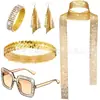 Accesorios Disco de los 70 Diadema de Lentejuelas Gafas de Sol Collar Pendientes Bufanda de Diamantes Pulsera de Diamantes Set