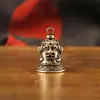 Colgante de campana vintage de latón puro, campana Vajra estilo Tíbet, campana con carácter de fortuna, campana de cobre, colección de campanas de mano, artículo decorativo pequeño