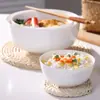 Louça de Hotel Tigela de Cerâmica Branca Pura Tigela de Arroz de Restaurante Prato de Buffet Tigela Sopa Macarrão Tigela de Cantina Porcelana de Alta Densidade