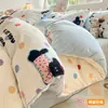 Juego de Ropa de Cama Gruesa de Vellón de Leche de Invierno de Cuatro Piezas Funda de Edredón Cálida de Coral de Doble Cara Juego de Tres Piezas de Sábana y Funda de Edredón para Dormitorio