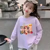 Camiseta Infantil de Manga Longa, Nova Roupa de Primavera, Camiseta Básica Branca para Meninas, Algodão Puro, Roupa de Baixo Soltinha para Crianças de Meia-Idade e Grandes, Top com Gola Redonda