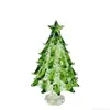 Árbol de Navidad de Vidrio Zibo de 8.5 cm Envuelto en Alambre, Adorno de Vidrio Envuelto en Alambre Puramente Hecho a Mano, Decoración Navideña Creativa Personalizada para Escritorio