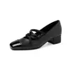 Zapatos planos de moda para mujer de 4 cm con bloques de color, estilo nuevo de verano 2026, punta cuadrada, tacón grueso, zapatos de tacón alto para mujer