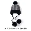 Gorro de Punto de Cachemira para Mujer Otoño e Invierno, Gorro de Lana Trenzado Engrosado, Gorro con Pompón de Comercio Exterior Transfronterizo, Gorro Protector para Orejas, Gorro para Clima Frío