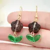 Novos Brincos de Gancho de Flor Rosa de Vidro Estilo Coreano Exquisitos, Flores Tridimensionais Translúcidas Estilo Floresta, Brincos Frescos para Estudantes para Mulheres