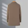 Casaco de Lã Masculino para Inverno, Engrossado com Gola Cachecol, Forro de Plumas, Comprimento Médio, Lã Dupla Face, Blazer de Lã para o Pai