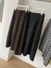 2026 Falda Elegante Imprescindible Otoño Invierno Acetato Línea A Cintura Alta Longitud Media Versátil Brote Falda Adelgazante para Viaje al Trabajo para Mujeres