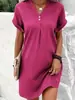 Roupas Femininas Europeias e Americanas Transfronteiriças 2026 Novo Amazon Gola V Cor Sólida Suéter Confortável Casual Vestido com Botões