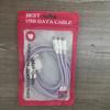 Cable trenzado de tres en uno tipo macarón es adecuado para línea de carga de teléfono móvil tres en uno Apple Huawei Android línea de datos de carga rápida