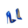 Moda Transfronteiriça Sapatos Femininos Couro Patente Salto Super Alto 16cm Verão Novo Tamanho Grande Stiletto Profissional Sexy Sapatos de Fundo Vermelho Azul