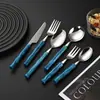 Conjunto de Talheres de Aço Inoxidável 304 Estilo Bambu Acrílico Criativo Estilo Ocidental para Uso Doméstico Garfo de Sobremesa Colher de Sobremesa Colher de Sopa