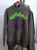 Sudadera con capucha para hombre de algodón puro con forro polar y estampado de telaraña Sp5Der