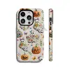 Diseño de calabaza fantasma y manzana estilo coreano, fresco, colorido, funda protectora de 17 para iPhone 16, funda de teléfono con película de doble capa, hecha a medida